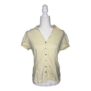 Express Y2K Cream Button-Up Office Siren Blouse M